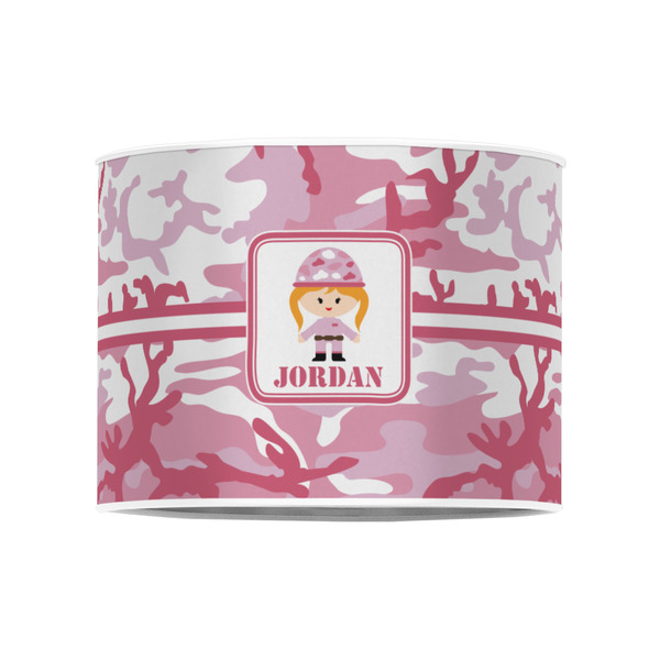 Pink Camo 8" Drum Lampshade - FRONT (Poly Film)
