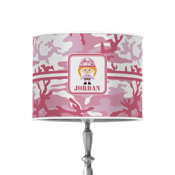 Pink Camo 8" Drum Lampshade - ON STAND (Poly Film)