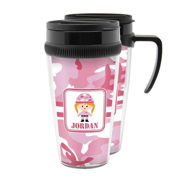 Custom Pink Camo Acrylic Travel Mug (Personalized)
