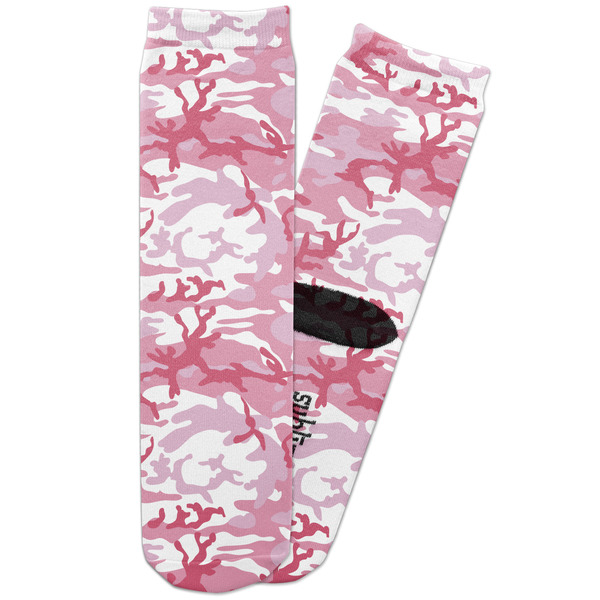 Custom Pink Camo Adult Crew Socks