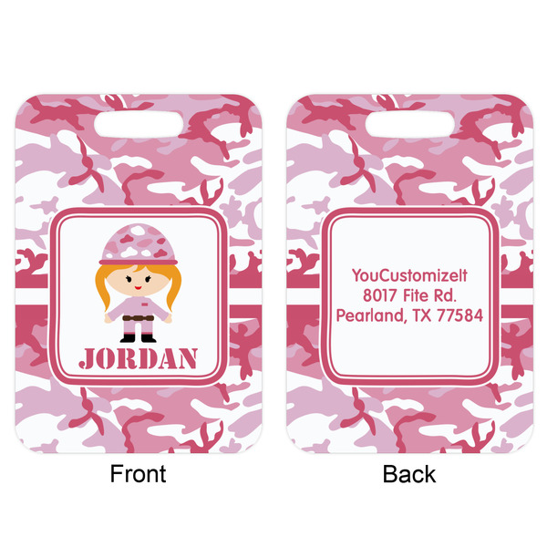 Pink Camo Aluminum Luggage Tag (Front + Back)