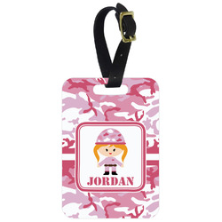 Pink Camo Metal Luggage Tag w/ Name or Text
