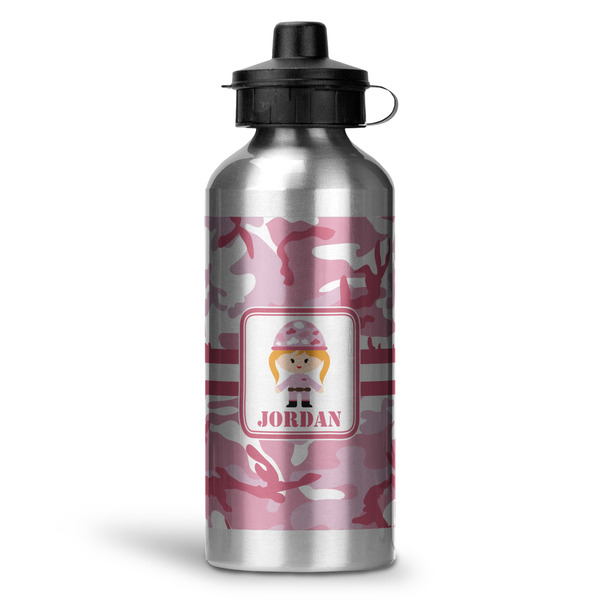 Custom Pink Camo Water Bottle - Aluminum - 20 oz (Personalized)