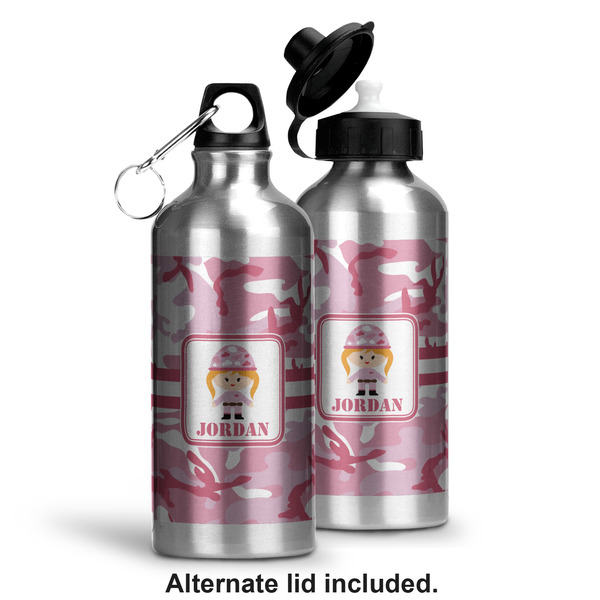 Pink Camo Aluminum Water Bottle - Alternate lid options