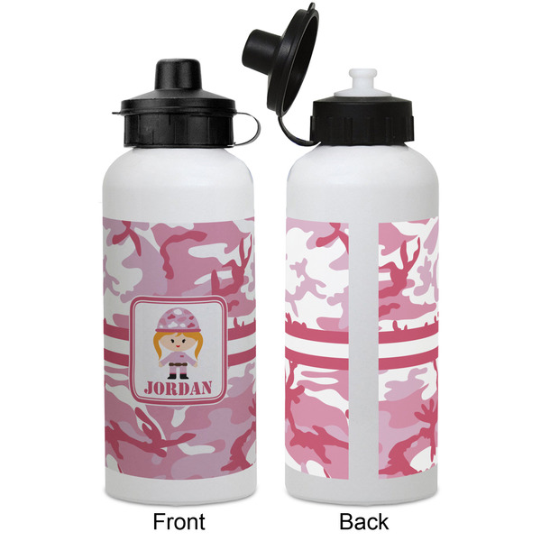 Pink Camo Aluminum Water Bottle - White APPROVAL