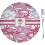 Pink Camo Glass Appetizer / Dessert Plate 8" (Personalized)