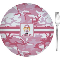 Pink Camo 8" Glass Appetizer / Dessert Plates - Single or Set (Personalized)