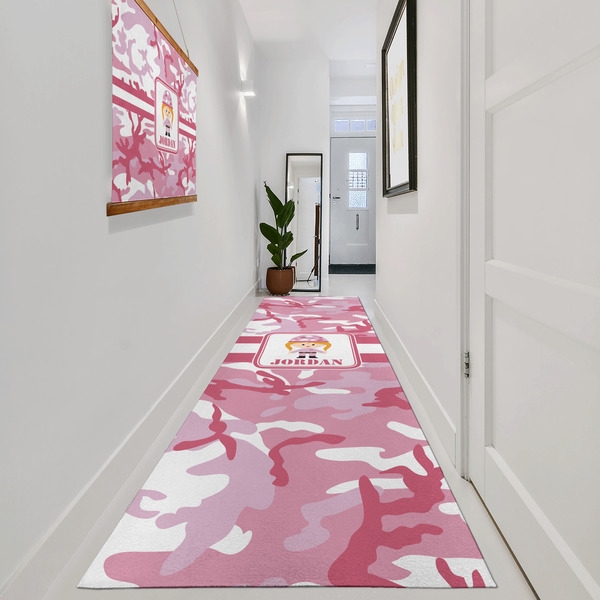 Pink Camo Area Rug Sizes - In Context (vertical)