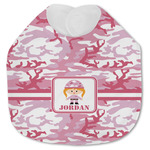 Pink Camo Jersey Knit Baby Bib w/ Name or Text