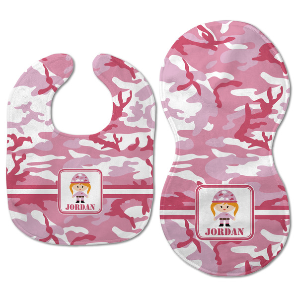 Pink Camo Baby Bib & Burp Set - Approval (new bib & burp)