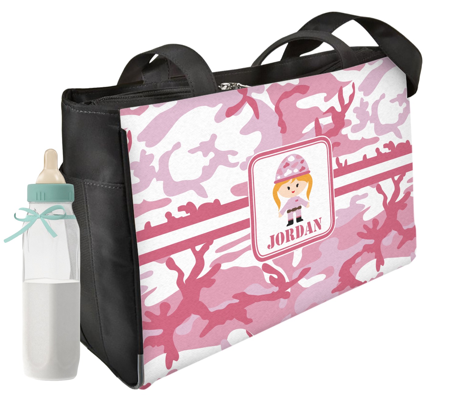 Pink Camo Diaper Bag w/ Name or Text YouCustomizeIt