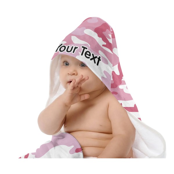 Pink Camo Baby Hooded Towel on Child