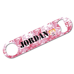 Pink Camo Bar Bottle Opener - White w/ Name or Text