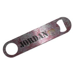 Pink Camo Bar Bottle Opener - Silver w/ Name or Text