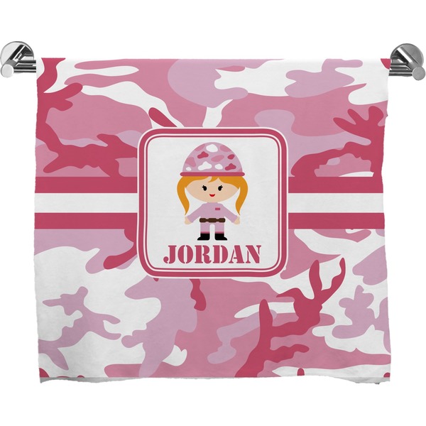 Custom Pink Camo Bath Towel (Personalized)