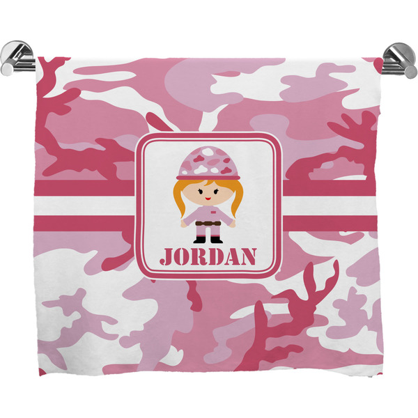 Custom Pink Camo Bath Towel (Personalized)