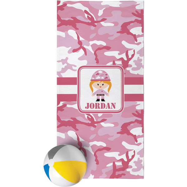 Custom Pink Camo Beach Towel (Personalized)