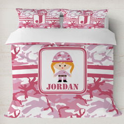 Pink Camo Duvet Cover Set - King (Personalized)