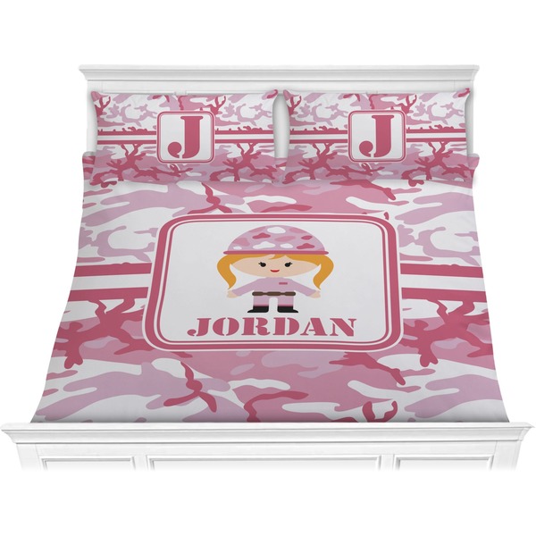Custom Pink Camo Comforter Set - King (Personalized)