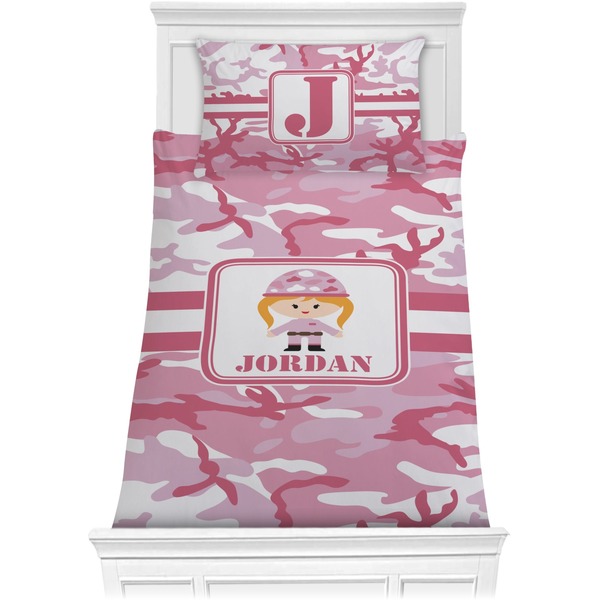 Custom Pink Camo Comforter Set - Twin (Personalized)