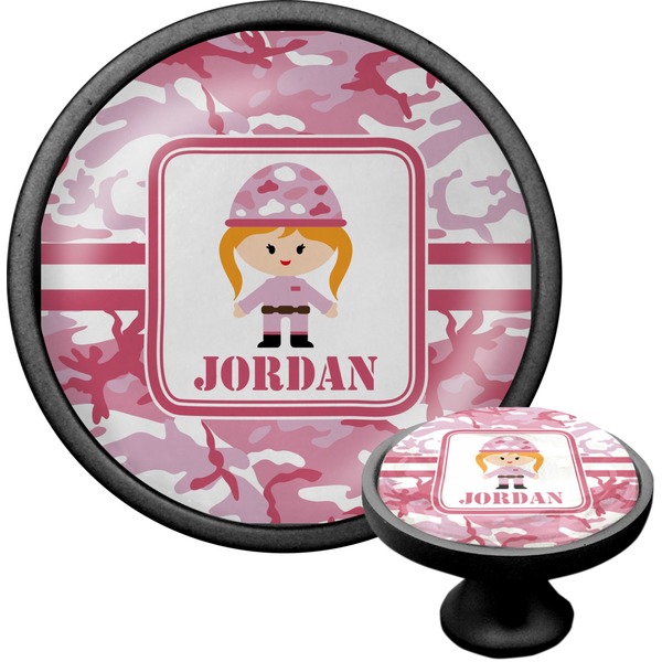 Custom Pink Camo Cabinet Knob (Black) (Personalized)