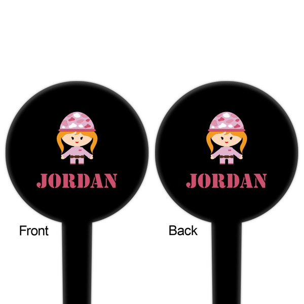 Pink Camo Black Plastic 4" Food Pick - Round - Double Sided - Front & Back