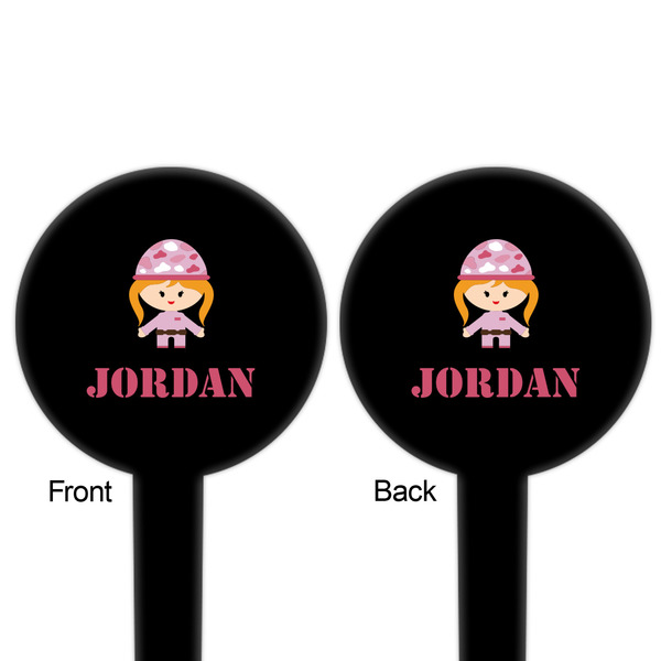 Pink Camo Black Plastic 6" Food Pick - Round - Double Sided - Front & Back