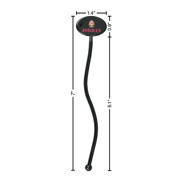 Pink Camo Black Plastic 7" Stir Stick - Oval - Dimensions
