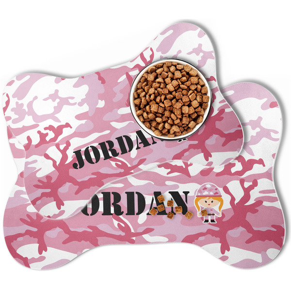Pink Camo Bone Shaped Dog Mats - MAIN