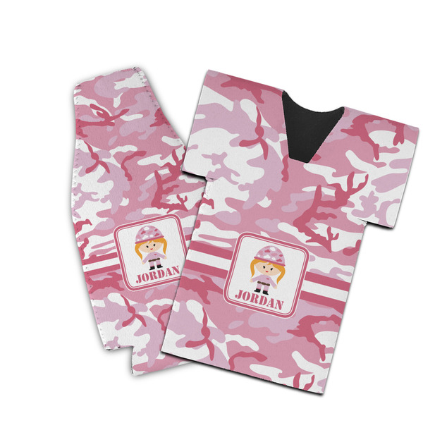 Custom Pink Camo Bottle Cooler (Personalized)