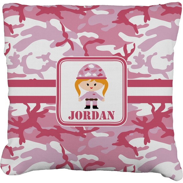Custom Pink Camo Faux-Linen Throw Pillow 26" (Personalized)