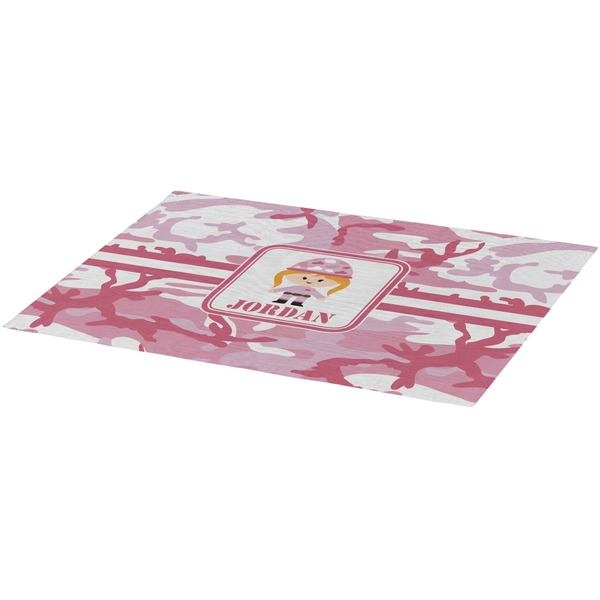 Pink Camo Burlap Placemat (Angle View)