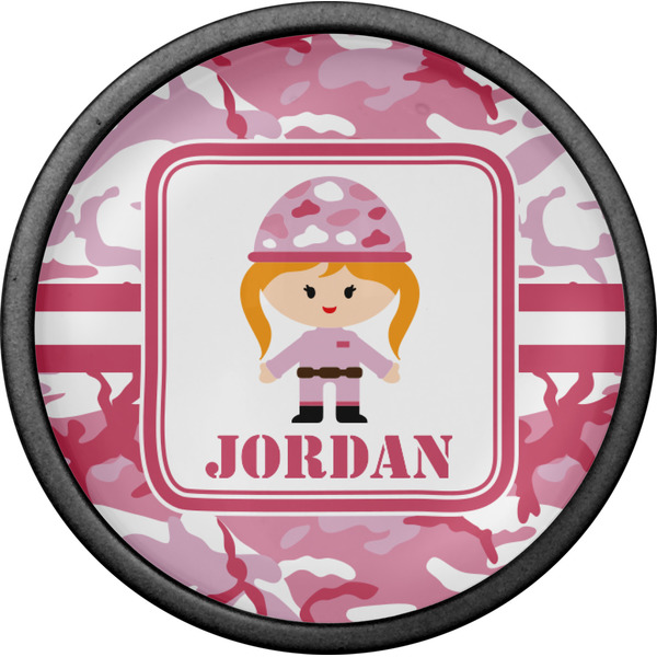 Pink Camo Cabinet Knob - Black - Front