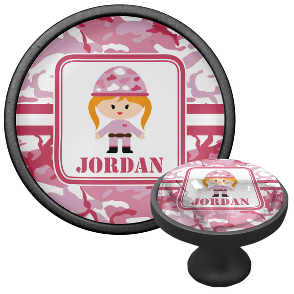 Pink Camo Cabinet Knob - Black - Multi Angle