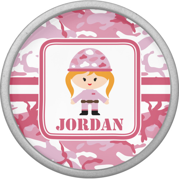 Pink Camo Cabinet Knob - Nickel - Front