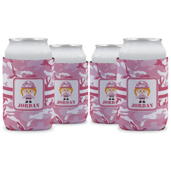 Pink Camo Can Cooler (12 oz) - Set of 4 w/ Name or Text
