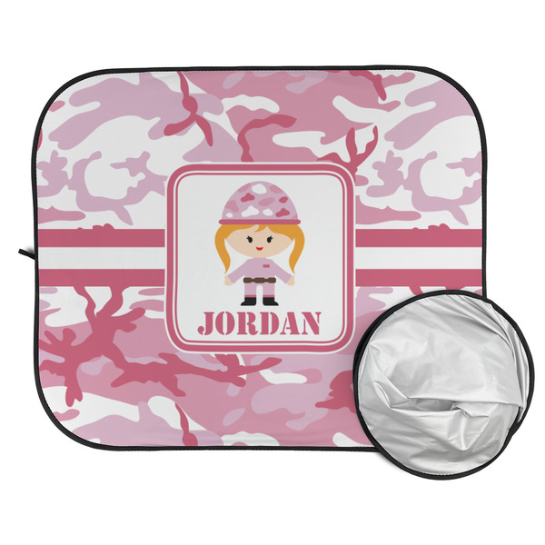 Pink Camo Car Sun Shades - FOLDED & UNFOLDED