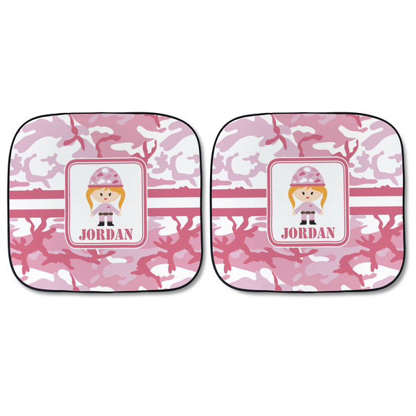 Pink Camo Car Sun Shades - FRONT