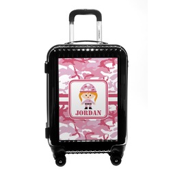 Pink Camo Carry On Hard Shell Suitcase (Personalized)