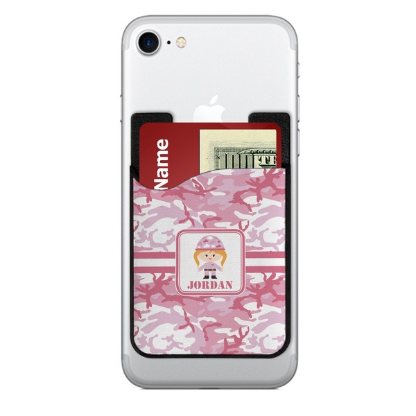 Custom Pink Camo 2-in-1 Cell Phone Credit Card Holder & Screen Cleaner (Personalized)
