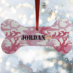 Pink Camo Ceramic Dog Ornament w/ Name or Text
