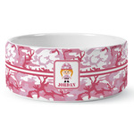 Pink Camo Ceramic Dog Bowl - Large (Personalized)