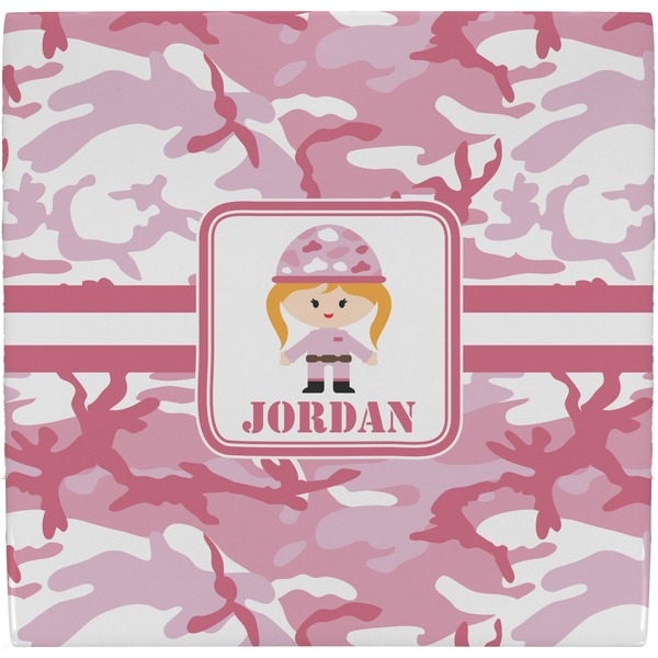 Custom Pink Camo Ceramic Tile Hot Pad (Personalized)