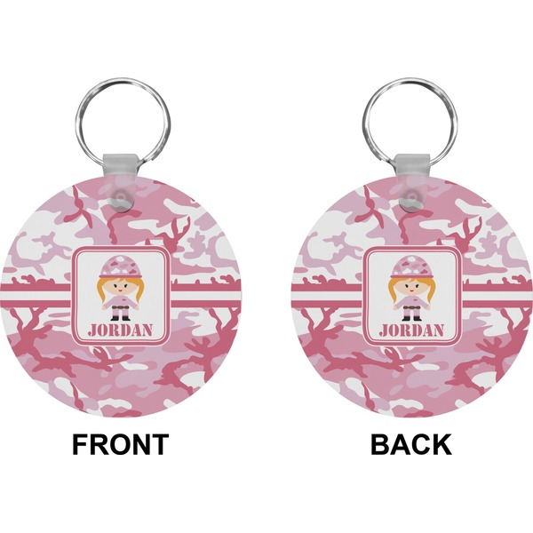 Pink Camo Circle Keychain (Front + Back)