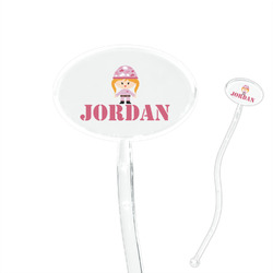Pink Camo 7" Oval Plastic Stir Sticks - Clear (Personalized)