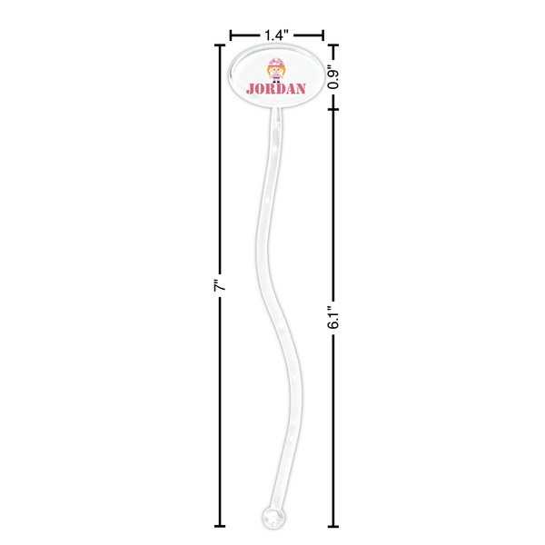Pink Camo Clear Plastic 7" Stir Stick - Oval - Dimensions