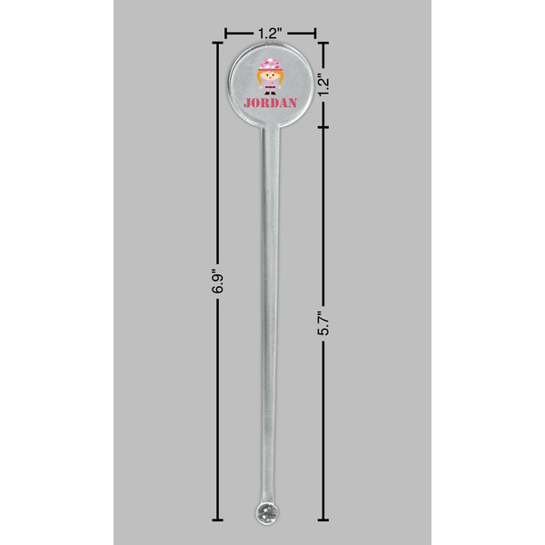 Pink Camo Clear Plastic 7" Stir Stick - Round - Dimensions