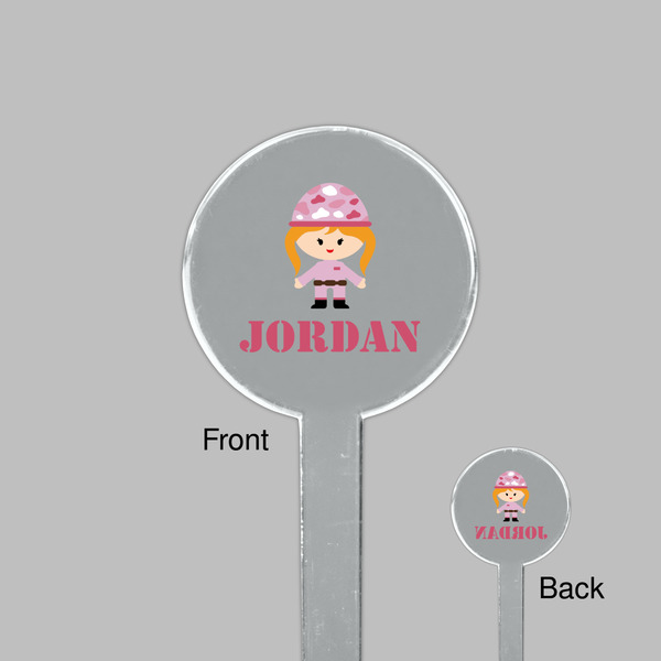 Pink Camo Clear Plastic 7" Stir Stick - Round - Front & Back