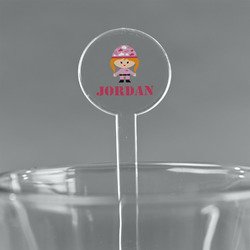Pink Camo 5.5" Round Plastic Stir Sticks - Clear (Personalized)
