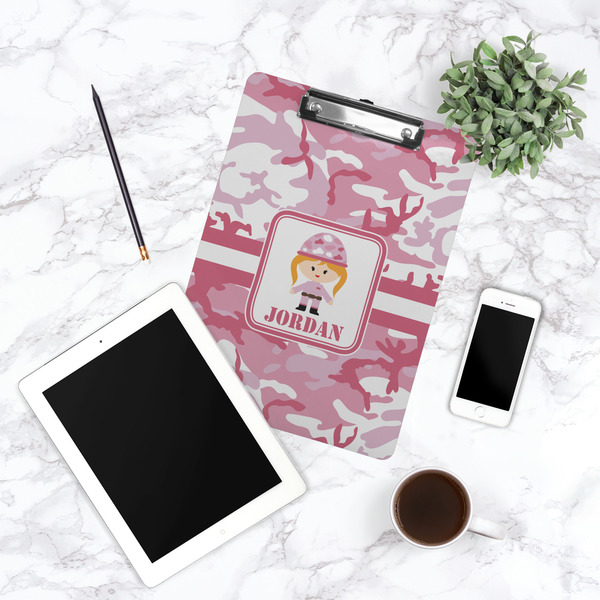 Pink Camo Clipboard - Lifestyle Photo